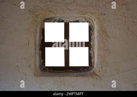 Old wooden window frame isolated on white background Stock Photo - Alamy