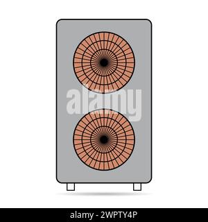 Heat pump air source shadow icon, cooling electric system machine, cool web vector illustration . Stock Vector