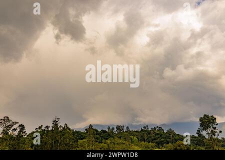 Overcast sky over the eastern Andean mountains of central Colombia, near the Iguaque flora and fauna sanctuary. Stock Photo