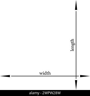 Two thin arrows of width and length to either side. Along the edges of the frame on full screen. Vector illustration. Stock Vector