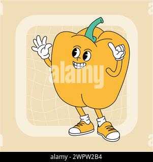 Vintage groovy paprika character. Stock Vector