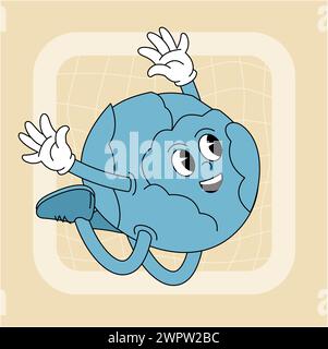 Vintage groovy cabbage character. Stock Vector