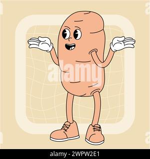 Vintage groovy potato character. Stock Vector