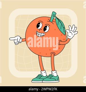 Vintage groovy orange character. Stock Vector