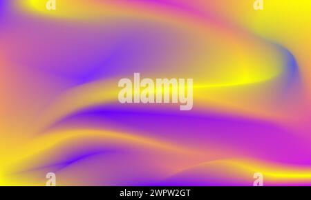Abstract blurred wave gradient background illustration with bright yellow and purple colors. Smooth and elegant modern texture vector design template Stock Vector