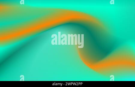 Abstract blurred wave gradient background illustration with bright blue mint and orange colors. Smooth and elegant modern texture vector design Stock Vector