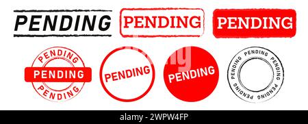 pending rectangle and circle stamp label sticker design element sign delay business Stock Vector