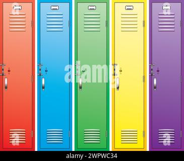 vector set of colorful school lockers Stock Vector