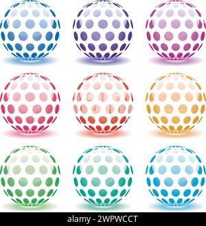 vector set of 3d shiny globes of different colors Stock Vector