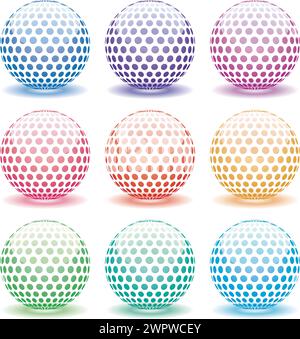 vector set of 3d shiny globes of different colors Stock Vector