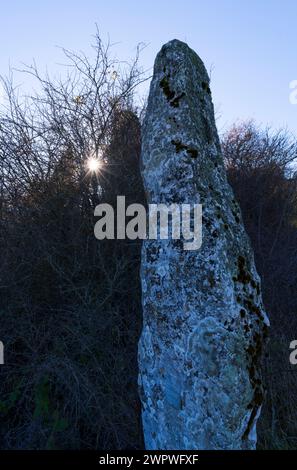 Menhir of Ribolta between Bóveda and Ankillas. Valdegovia Valley. Alava. Basque Country. Spain. Europe Stock Photo