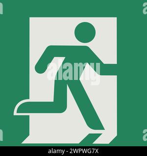SAFETY CONDITION SIGN PICTOGRAM, EMERGENCY EXIT (ON THE RIGHT) ISO 7010 – E002 Stock Vector