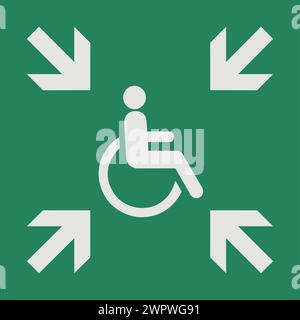 SAFETY CONDITION SIGN PICTOGRAM, EVACUATION TEMPORARY REFUGE ISO 7010 – E024 Stock Vector