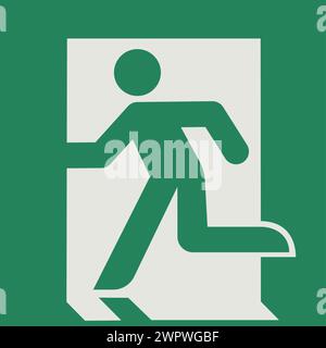 SAFETY CONDITION SIGN PICTOGRAM, EMERGENCY EXIT (ON THE LEFT) ISO 7010 – E001 Stock Vector
