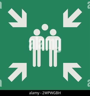 SAFETY CONDITION SIGN PICTOGRAM, EVACUATION MEETING POINT ISO 7010 – E007 Stock Vector