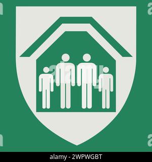 SAFETY CONDITION SIGN PICTOGRAM, PROTECTION SHELTER ISO 7010 – E021 Stock Vector