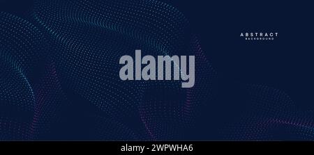 Abstract Blue Green Gradient Flowing Dot Waving Particle geometric Technology Background Digital website header Futuristic Purple Pink Gradient Dotted Stock Vector
