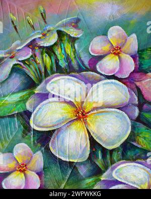 Original oil painting frangipani flower and Plumeria Stock Photo - Alamy