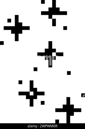 Pixel star retro 8 bit sparkle set. Shiny game pixel art effect set ...