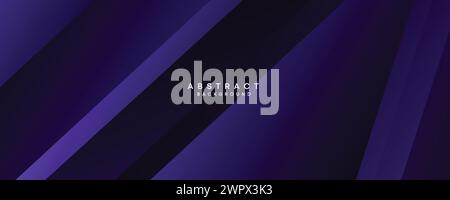 diagonal geometric overlay layer on an abstract dark purple banner design background. Makes a good cover, header, banner, brochure, or website Stock Vector
