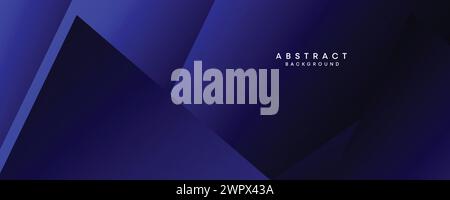 diagonal geometric overlay layer on an abstract dark blue banner design background. Makes a good cover, header, banner, brochure, or website Stock Vector