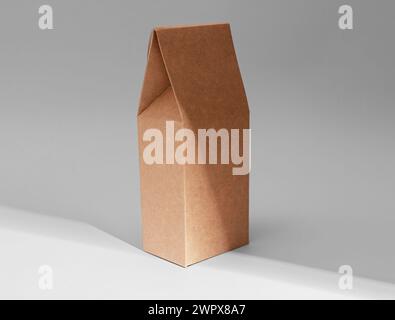 Brown kraft tall product package, box. Carton packing mockup. Stock Photo