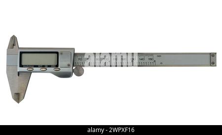 Digital precision caliper with LCD screen, isolated on white background Stock Photo