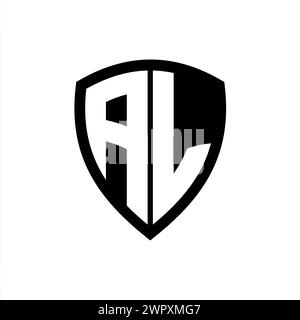 AL monogram logo with bold letters shield shape with black and white color design template Stock Photo