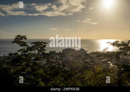 Looking down from the hills onto Roseau in Dominica Stock Photo