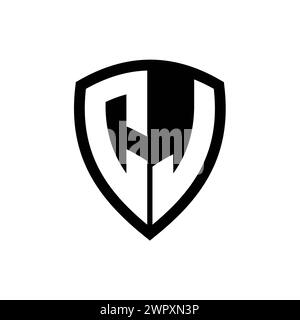 CJ monogram logo with bold letters shield shape with black and white ...