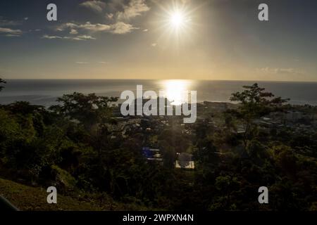 Looking down from the hills onto Roseau in Dominica Stock Photo