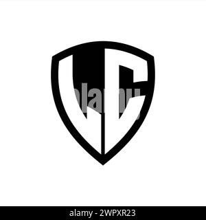 LC monogram logo with bold letters shield shape with black and white ...