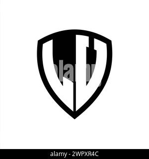 LV monogram logo with bold letters shield shape with black and white ...
