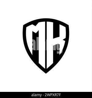 MK monogram logo with bold letters shield shape with black and white ...