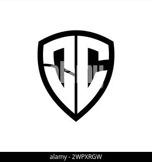 OC monogram logo with bold letters shield shape with black and white ...