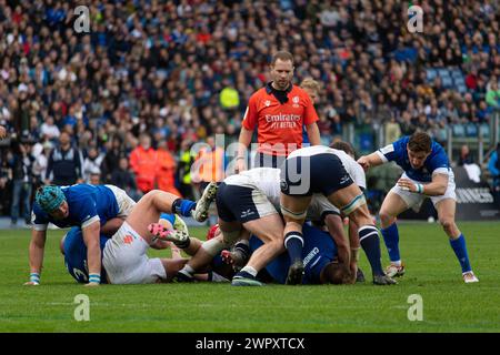 Rome, Italy, 9 mar 2024. Italy vs Scotland, Rugby Six Nations, action on field , Olympic Stadium. Photo Credit: Fabio Pagani/Alamy Live News Stock Photo