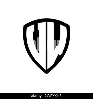 VW monogram logo with bold letters shield shape with black and white ...
