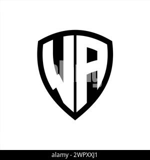 WA monogram logo with bold letters shield shape with black and white ...