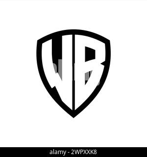 WB monogram logo with bold letters shield shape with black and white ...