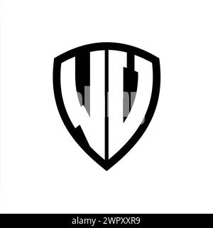 WV monogram logo with bold letters shield shape with black and white color design template Stock Photo