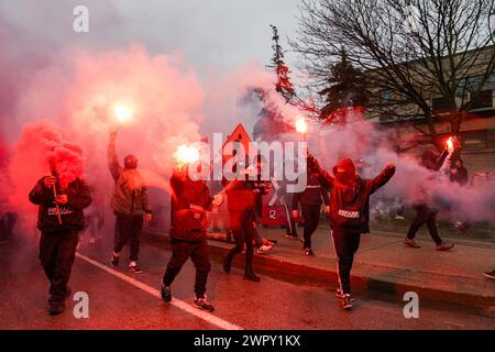 Canada soccer fans march prior to a World Cup Group B soccer match ...