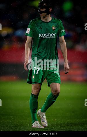 Girona, Spain. 09th Mar, 2024. Budimir (CA Osasuna) during a La Liga EA Sports match between Girona FC and CA Osasuna at Estadio Municipal de Montilivi, in Girona, Spain on March 9, 2024. Photo by Felipe Mondino/Sipa USA Credit: Sipa USA/Alamy Live News Stock Photo