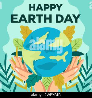 happy earth day illustration in flat style design vector Stock Vector
