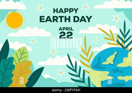happy Earth Day background illustration vector design Stock Vector