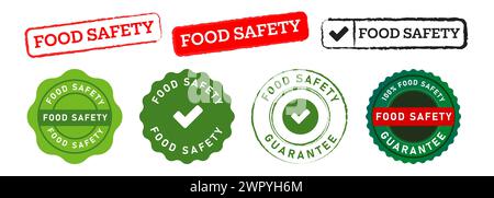 food safety rectangle circle green and red color stamp label culinary audit safe sign Stock Vector