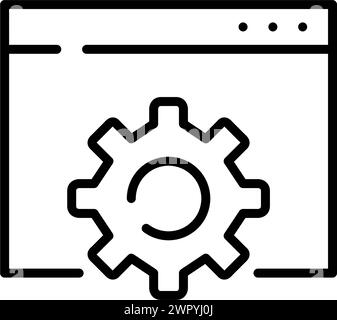 Web engineering icon. Internet page and cogwheel for settings and repairs. Pixel perfect vector icon Stock Vector