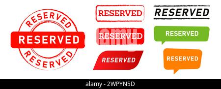 Reserved reservation place rectangle circle green and red color stamp label sticker sign Stock Vector