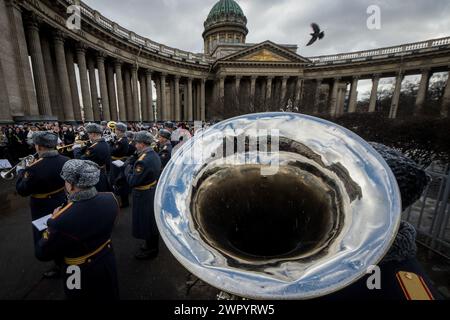 St. Petersburg, Russia. 08th Mar, 2024. Musical performance of the Leningrad Military District dedicated to International Women's Day on March 8 in St. Petersburg. Celebrating International Women's Day on March 8 in St. Petersburg, Russia. Credit: SOPA Images Limited/Alamy Live News Stock Photo