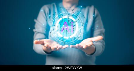 Business analysis and Data Management System. Analyzing and development at various information on futuristic virtual interface screen. marketing and d Stock Photo