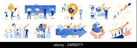 Business people work on business tasks Stock Vector